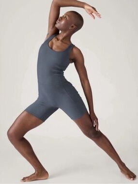 Athleta Salutation Rib Bike Suit Granite Blue Size Large